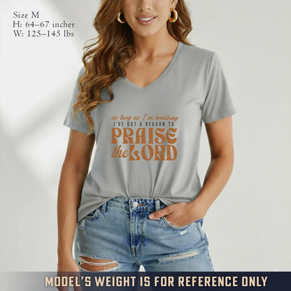 Praise The Lord Retro Typography Design V-Neck Christian Shirt - Minimalist Faith - Faith Guided Life