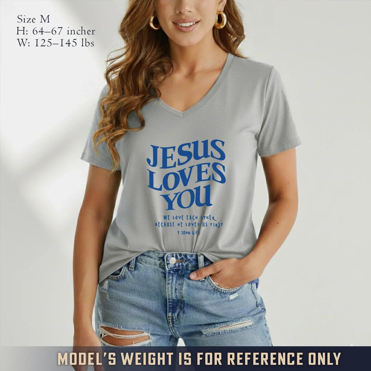 Jesus Loves You V-Neck Christian Shirt - Love in Christ - Faith Guided Life