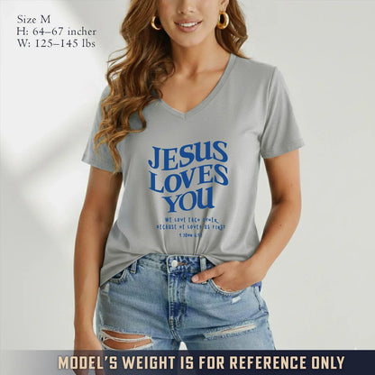Jesus Loves You V-Neck Christian Shirt - Love in Christ - Faith Guided Life