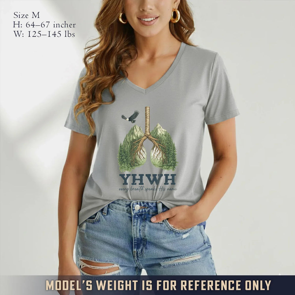 YHWH Every Breath Speaks His Name V-Neck Christian Shirt - Faith Floral - Faith Guided Life