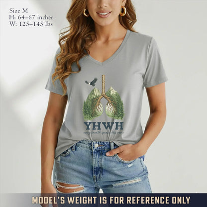 YHWH Every Breath Speaks His Name V-Neck Christian Shirt - Faith Floral - Faith Guided Life