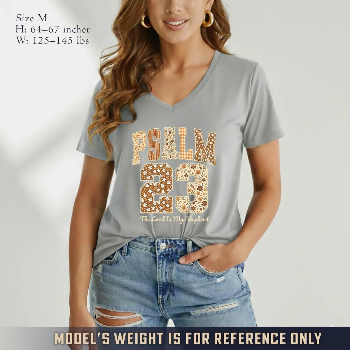 Psalm 23 V-Neck Christian Shirt - Christian Pattern - Faith Guided Life