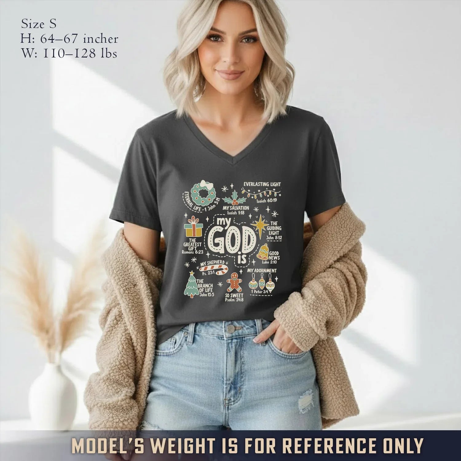 My God is V-Neck Christian Shirt - God says I Am - Faith Guided Life