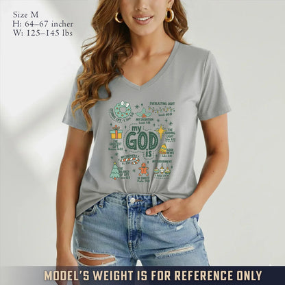 My God is V-Neck Christian Shirt - God says I Am - Faith Guided Life