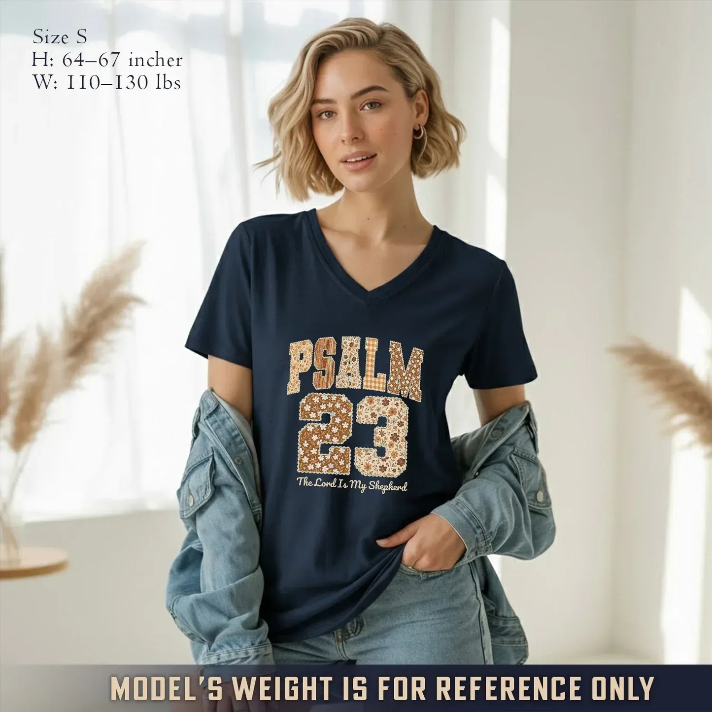 Psalm 23 V-Neck Christian Shirt - Christian Pattern - Faith Guided Life