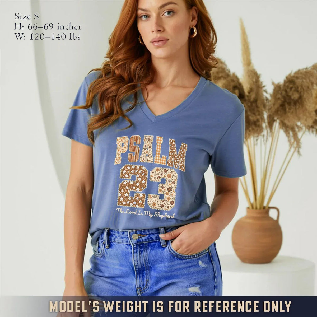 Psalm 23 V-Neck Christian Shirt - Christian Pattern - Faith Guided Life