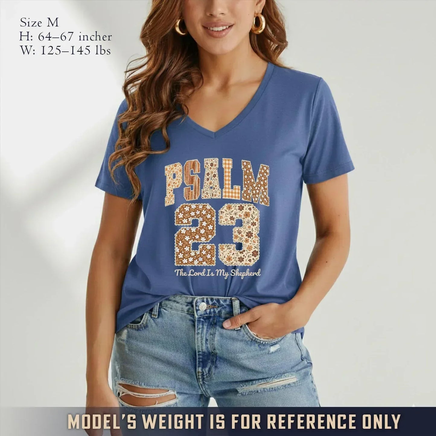 Psalm 23 V-Neck Christian Shirt - Christian Pattern - Faith Guided Life