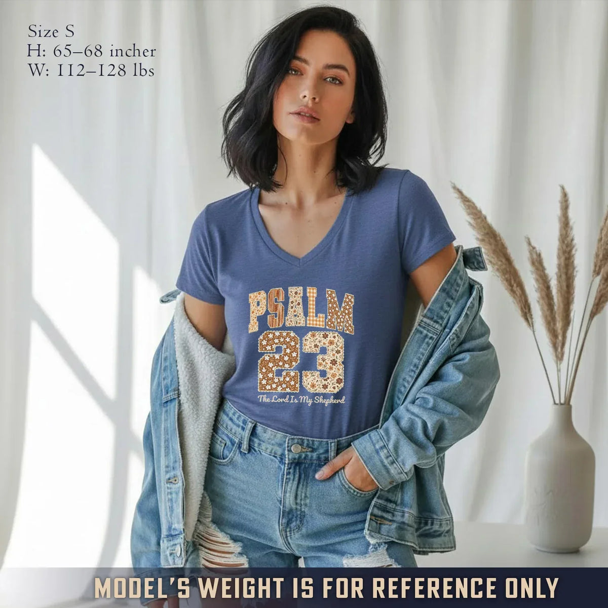 Psalm 23 V-Neck Christian Shirt - Christian Pattern - Faith Guided Life