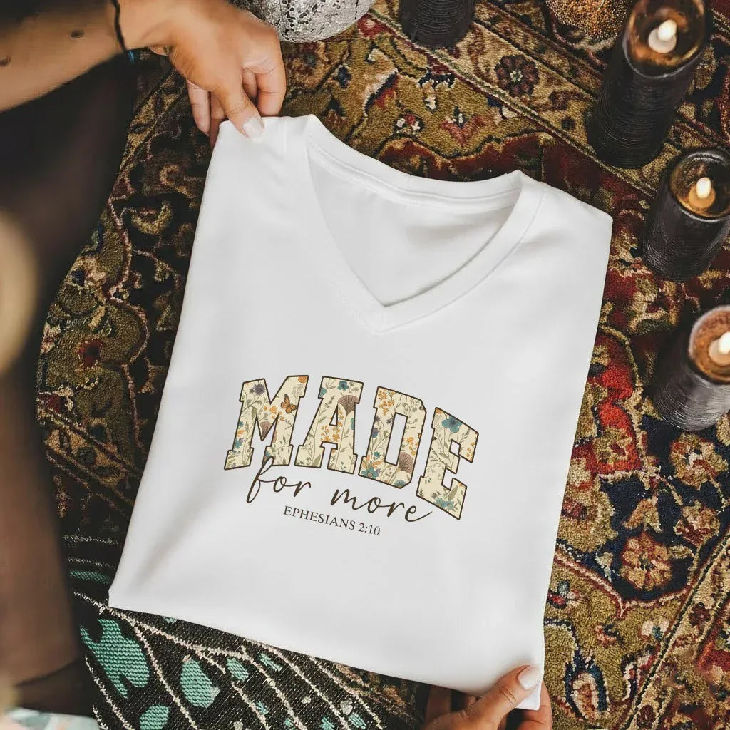 Made for more V-Neck Christian Shirt - Christian Pattern - Faith Guided Life
