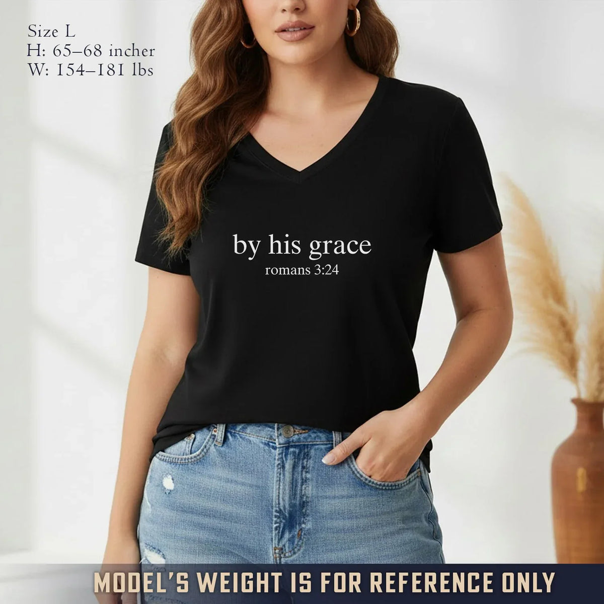 By His Grace V-Neck Christian Shirt - Minimalist Faith - Faith Guided Life