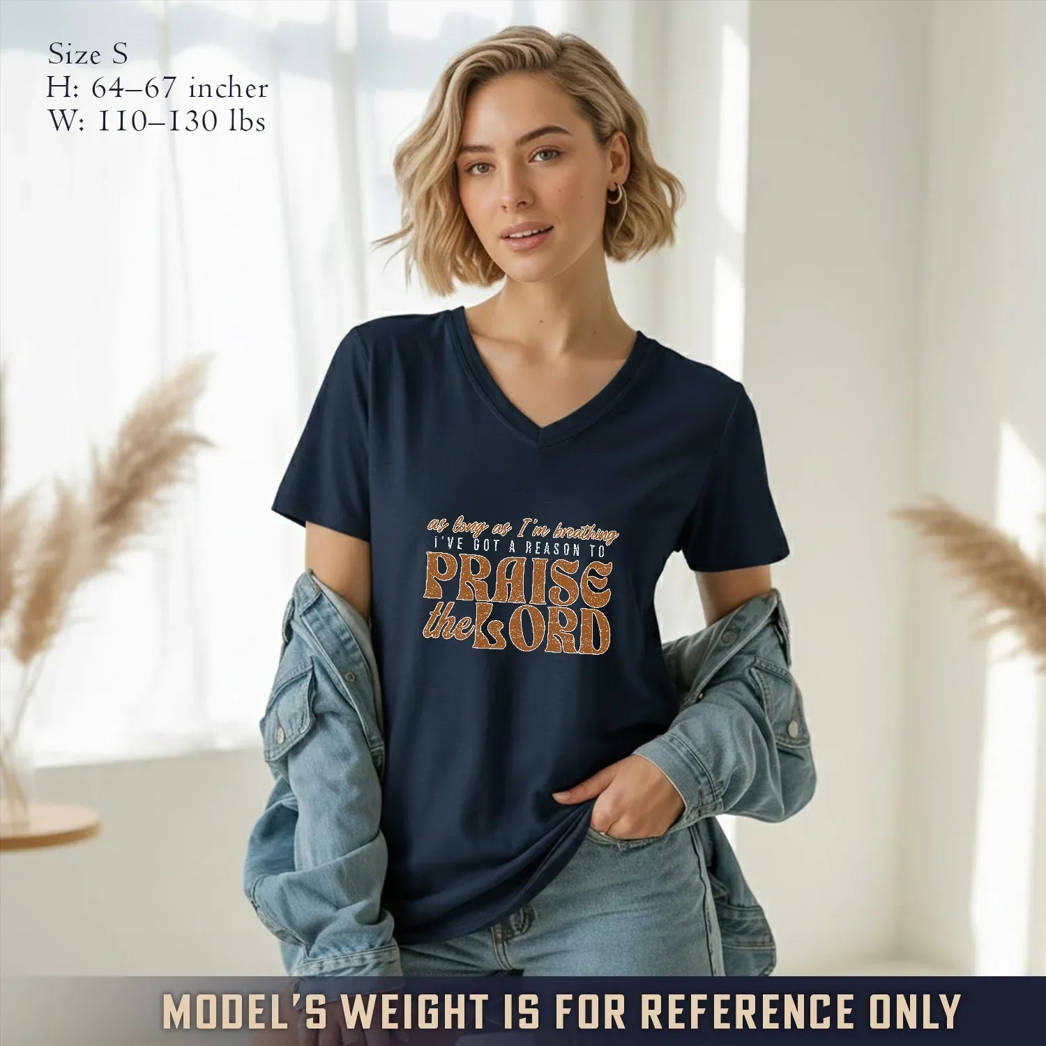Praise The Lord Retro Typography Design V-Neck Christian Shirt - Minimalist Faith - Faith Guided Life