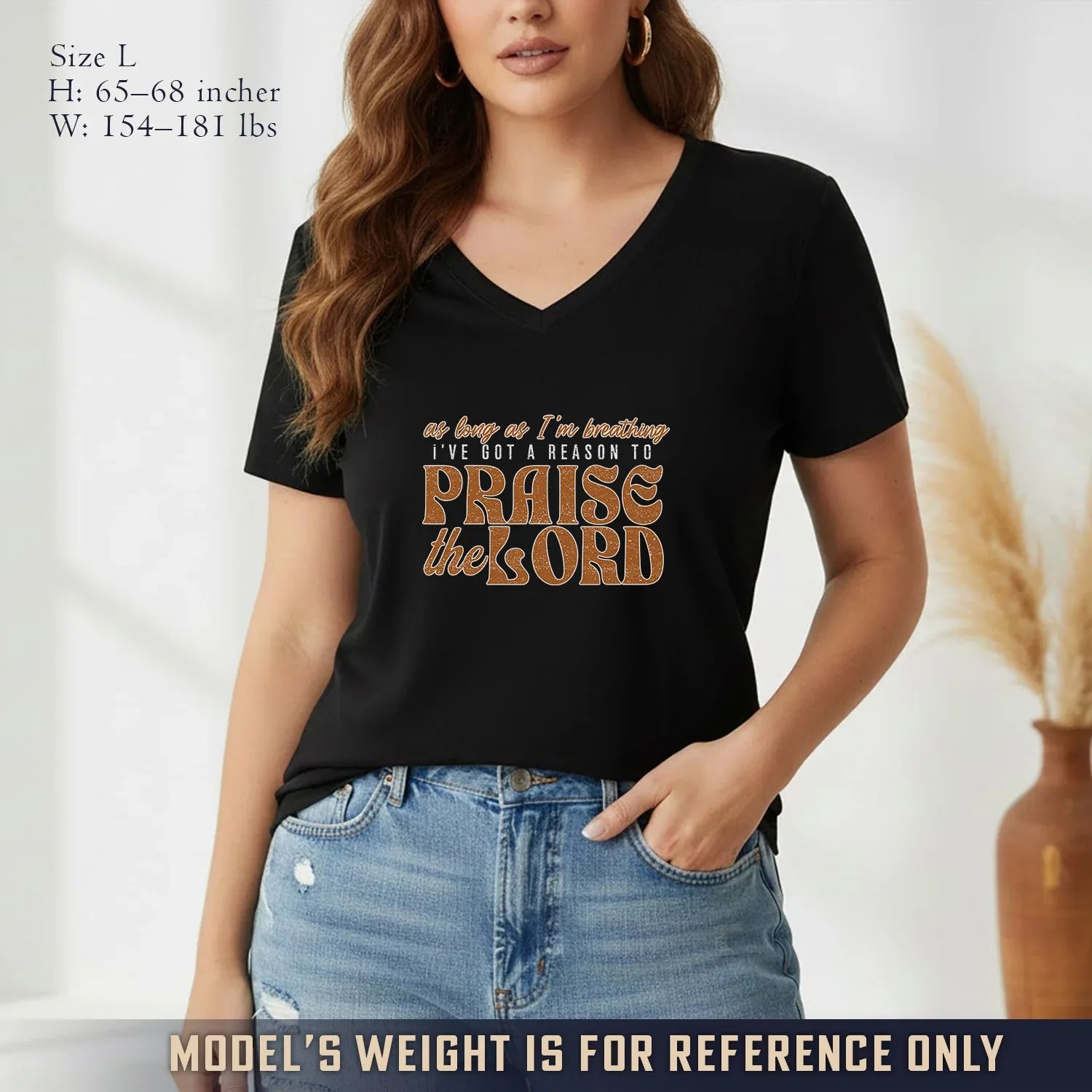 Praise The Lord Retro Typography Design V-Neck Christian Shirt - Minimalist Faith - Faith Guided Life