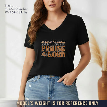 Praise The Lord Retro Typography Design V-Neck Christian Shirt - Minimalist Faith - Faith Guided Life