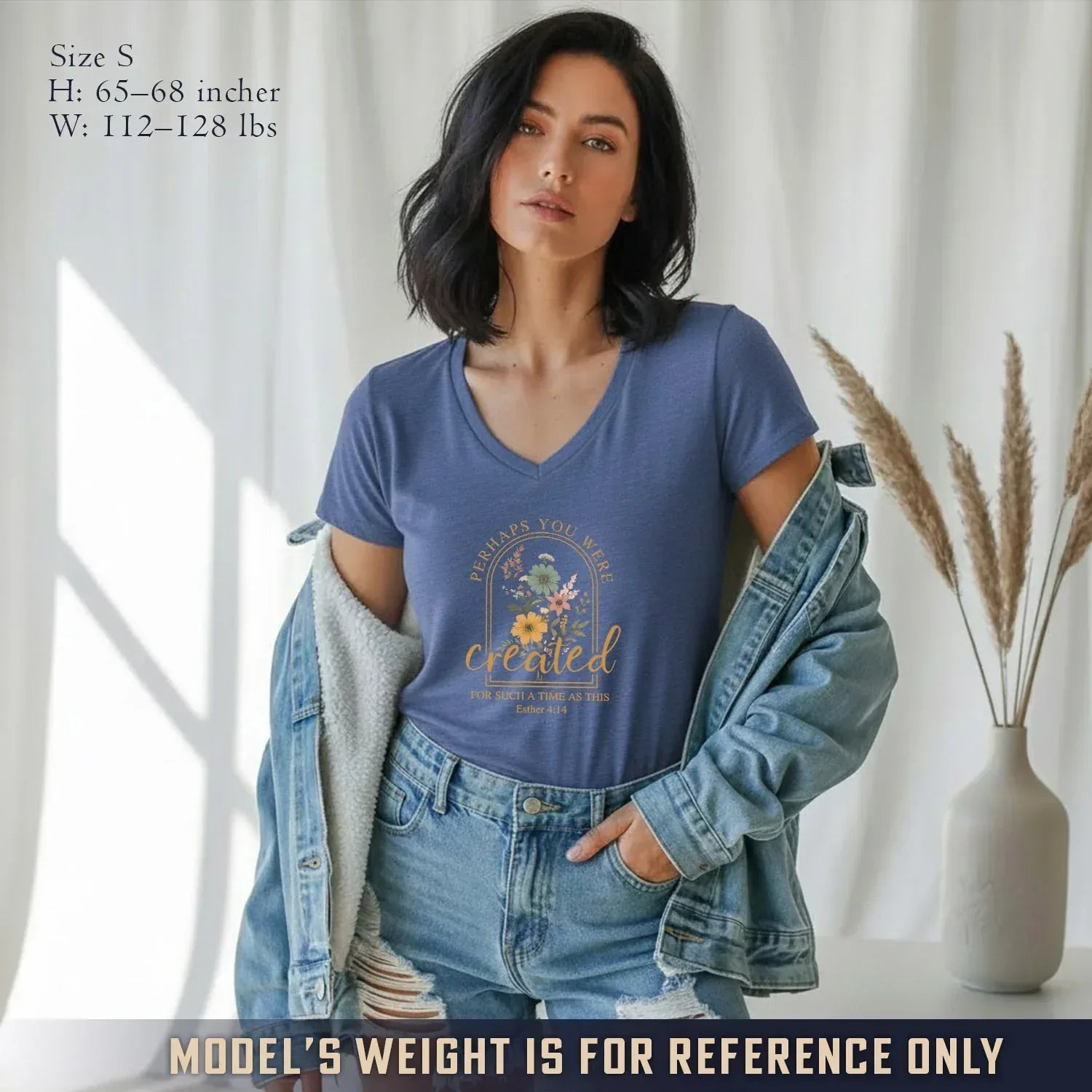 Created For Such A Time As This Floral Arch Design V-Neck Christian Shirt - Faith Floral - Faith Guided Life