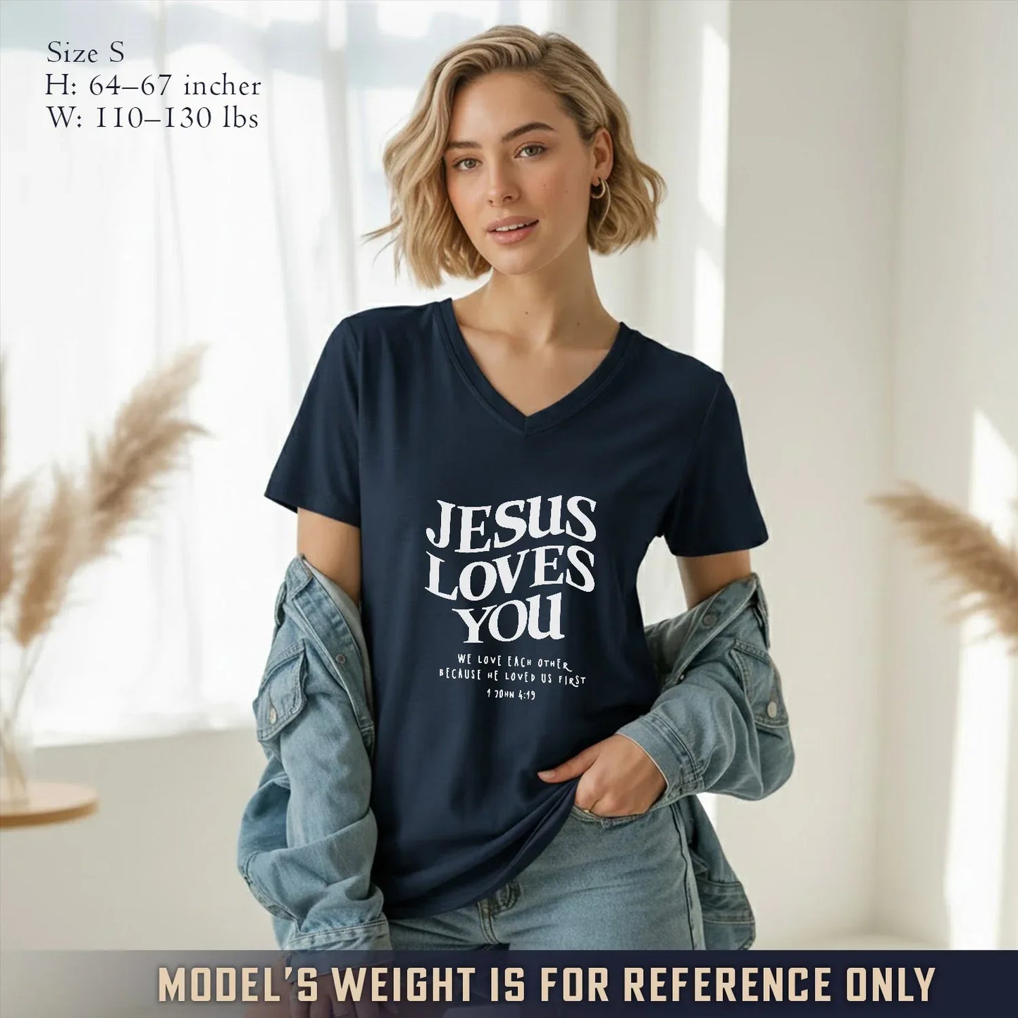 Jesus Loves You V-Neck Christian Shirt - Love in Christ - Faith Guided Life
