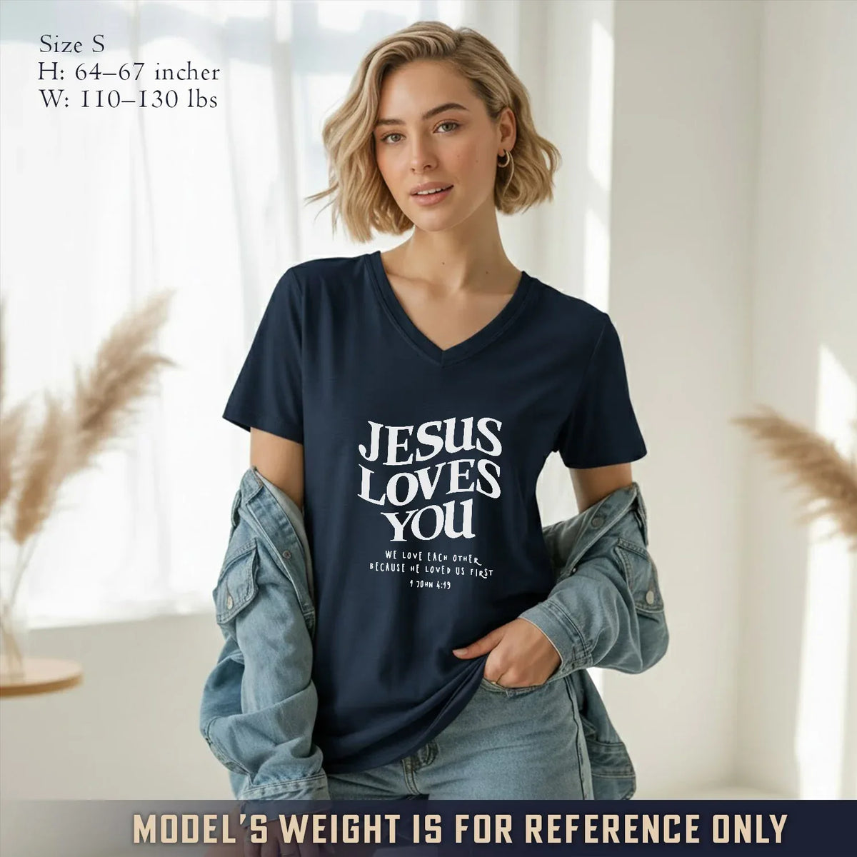 Jesus Loves You V-Neck Christian Shirt - Love in Christ - Faith Guided Life