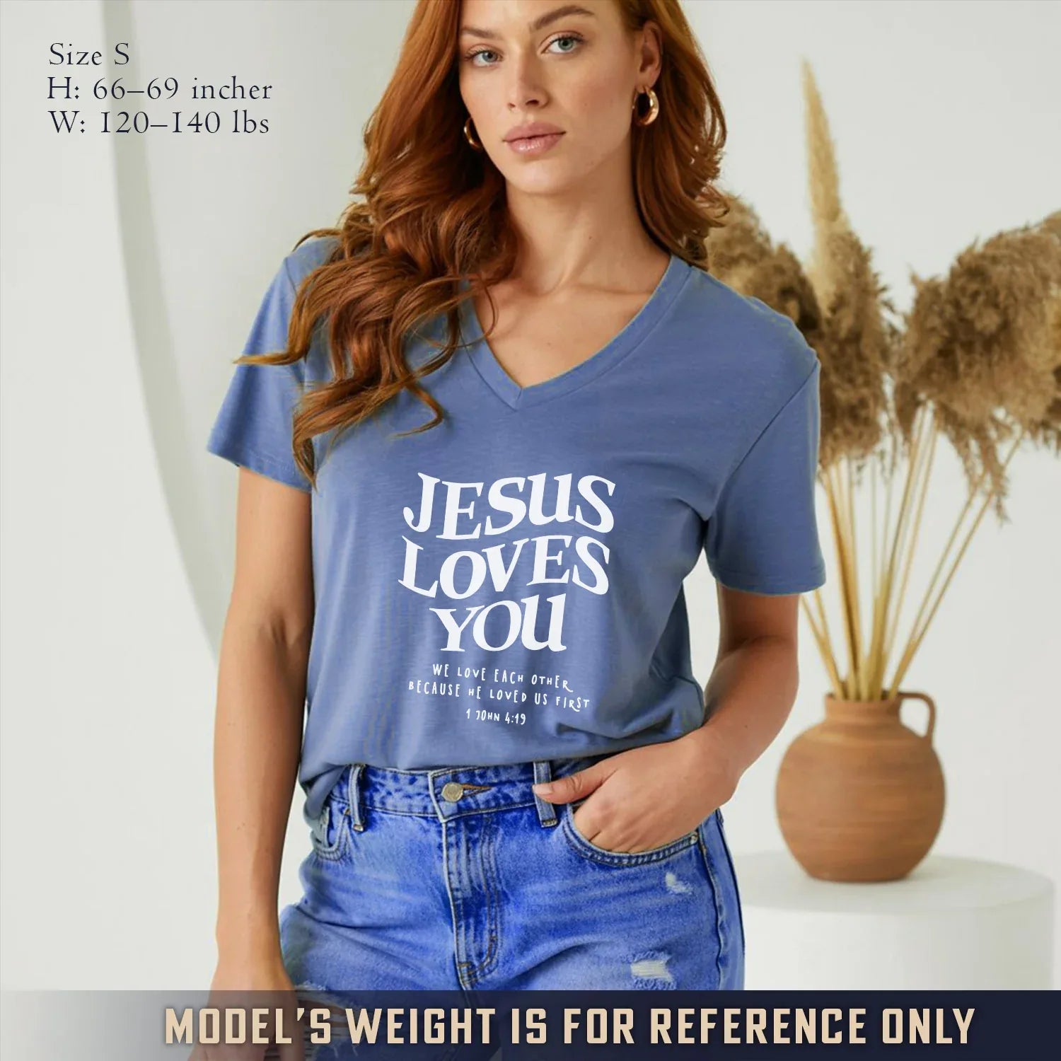 Jesus Loves You V-Neck Christian Shirt - Love in Christ - Faith Guided Life