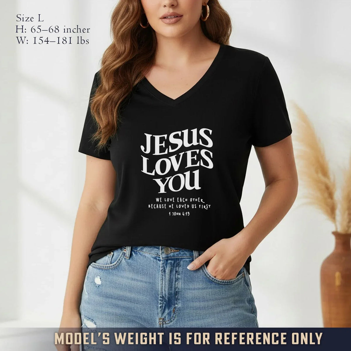Jesus Loves You V-Neck Christian Shirt - Love in Christ - Faith Guided Life