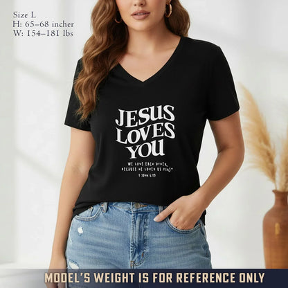 Jesus Loves You V-Neck Christian Shirt - Love in Christ - Faith Guided Life