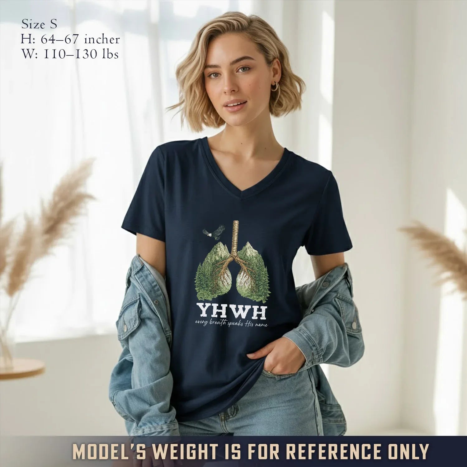 YHWH Every Breath Speaks His Name V-Neck Christian Shirt - Faith Floral - Faith Guided Life