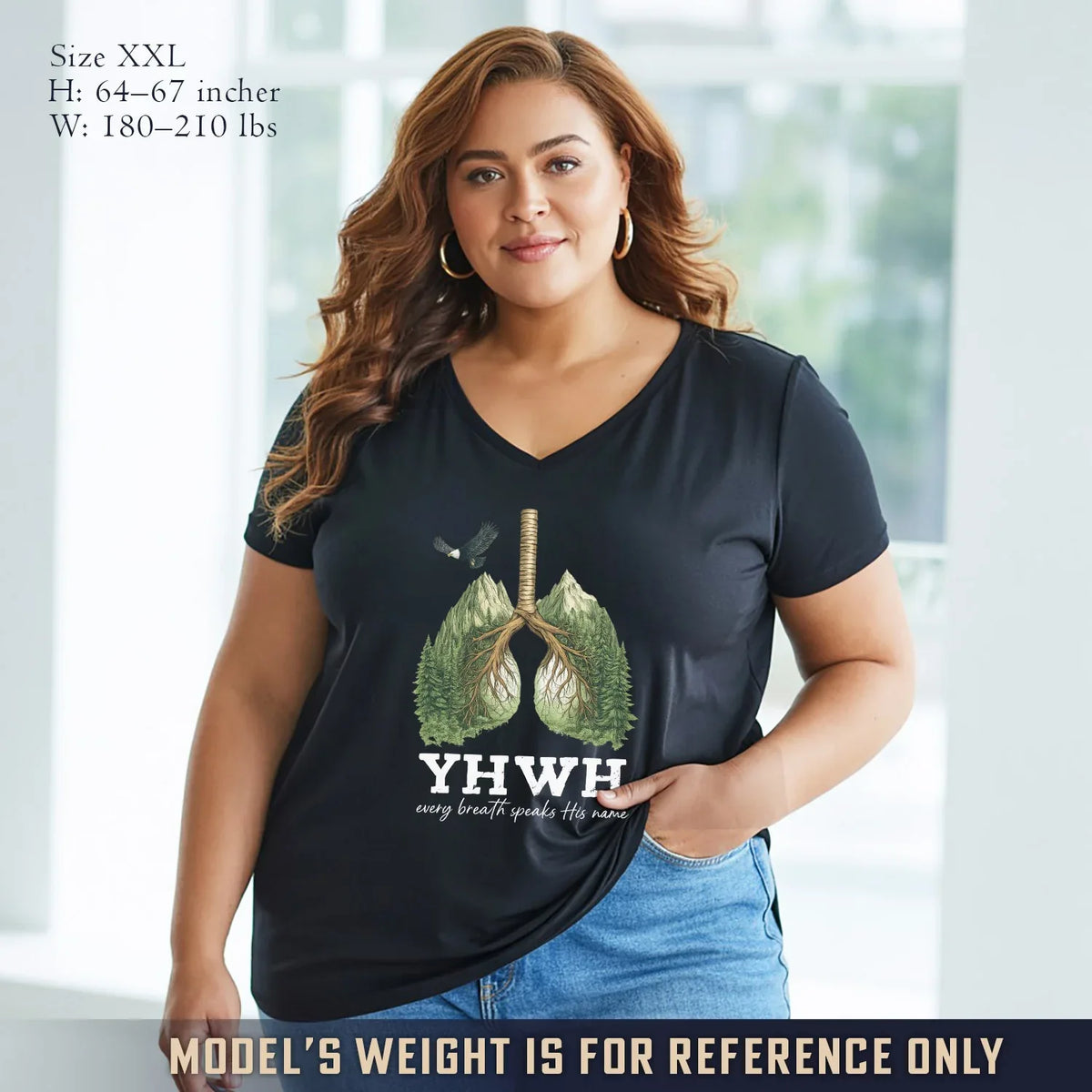 YHWH Every Breath Speaks His Name V-Neck Christian Shirt - Faith Floral - Faith Guided Life