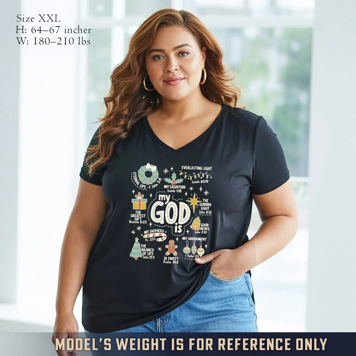 My God is V-Neck Christian Shirt - God says I Am - Faith Guided Life