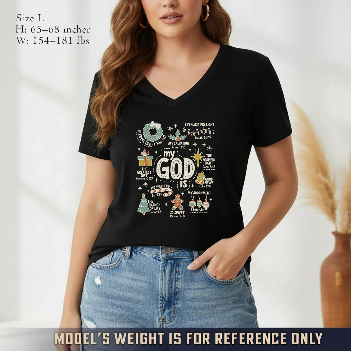 My God is V-Neck Christian Shirt - God says I Am - Faith Guided Life