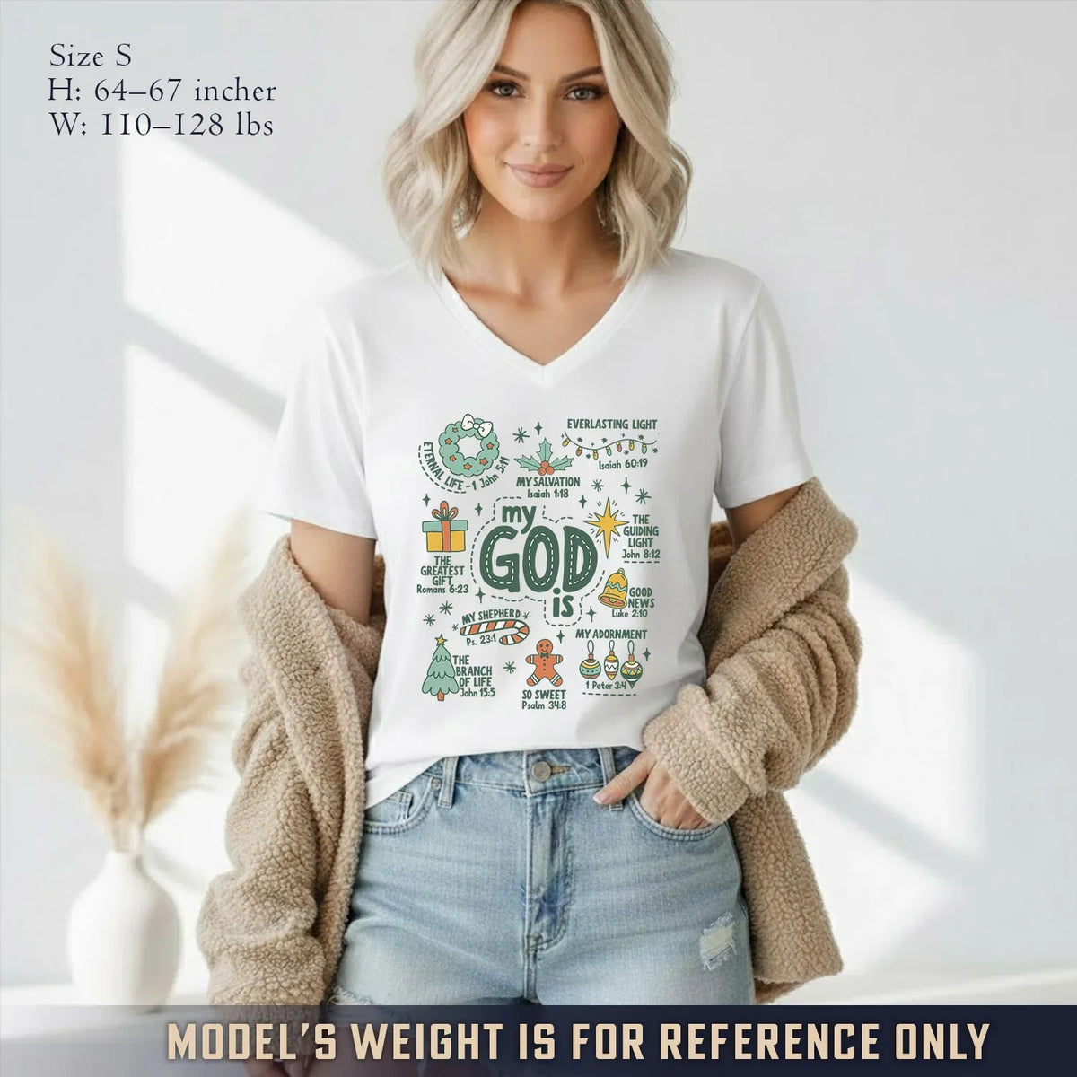 My God is V-Neck Christian Shirt - God says I Am - Faith Guided Life