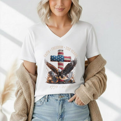 God And Country 250 Years – Faith & Freedom – Unisex Tshirt Gildan / Tshirt Comfort / V-neck/ Hoodie / Sweatshirt