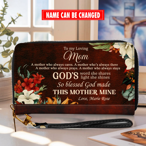 To My Loving Mom Sweet Personalized Wallet For Women - Personalized Wallet Woman - Custom Wallet - Zipper Wallet - N25