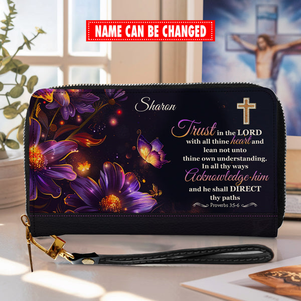 Trust In The Lord With All Thine Heart - Personalized Wallet Woman - Custom Wallet - Zipper Wallet - N29