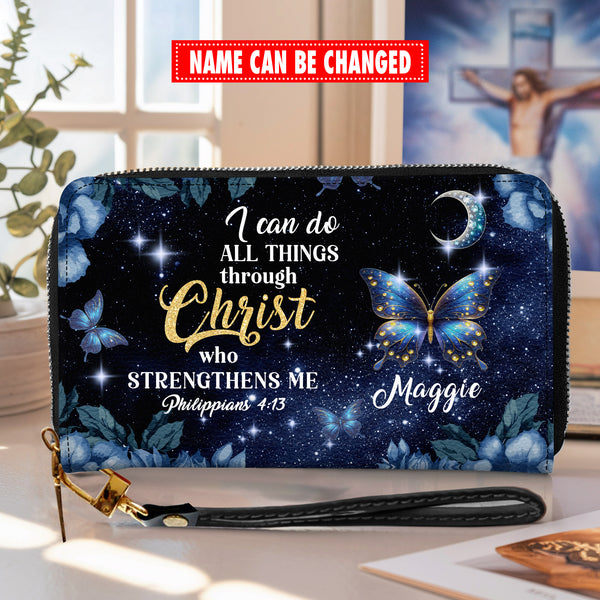 I Can Do All Things Through Christ Who Strengthens Me Philippians - Personalized Wallet Woman - Custom Wallet - Zipper Wallet - N24