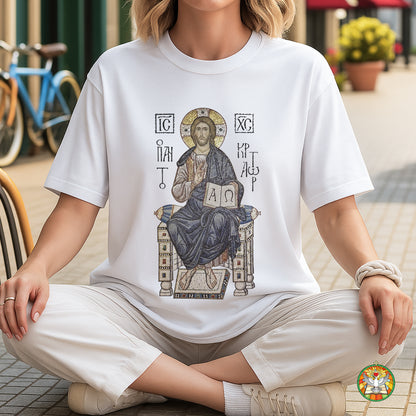 Byzantine Orthodox Jesus Christ Pantocrator T-Shirt - IC XC NIKA Traditional Icon