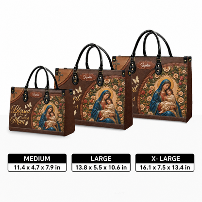 Personalized Blessed Mom Christian Handbag – Twill Faux Leather & PU Leather
