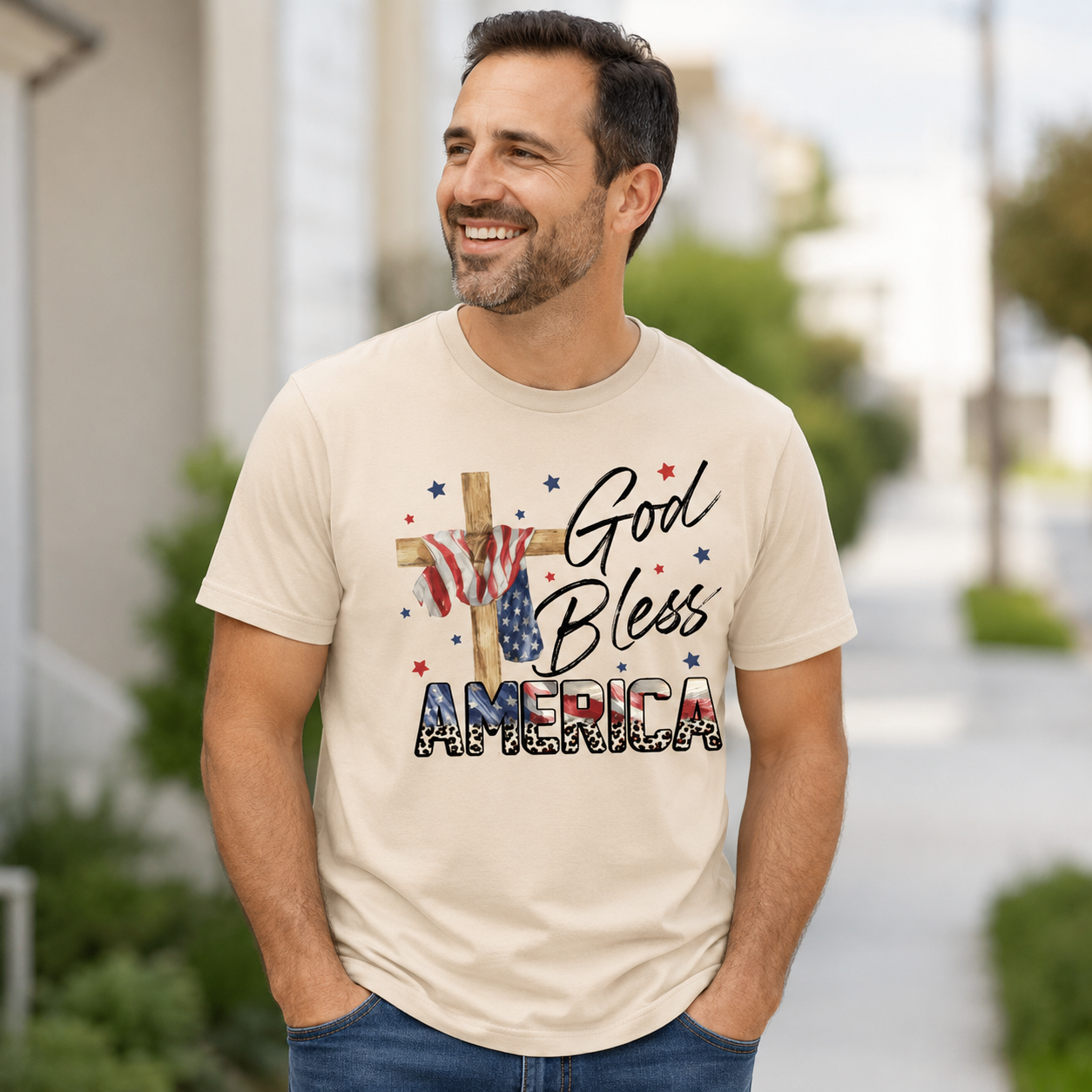 God Bless America Cross Flag – Unisex Tshirt / Hoodie / Sweatshirt