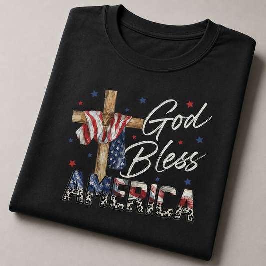 God Bless America Cross Flag – Unisex Tshirt / Hoodie / Sweatshirt