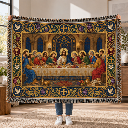 The Last Supper Woven Blanket – Christian Holy Communion Faith Throw