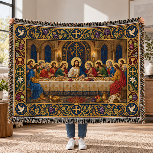 The Last Supper Woven Blanket – Christian Holy Communion Faith Throw