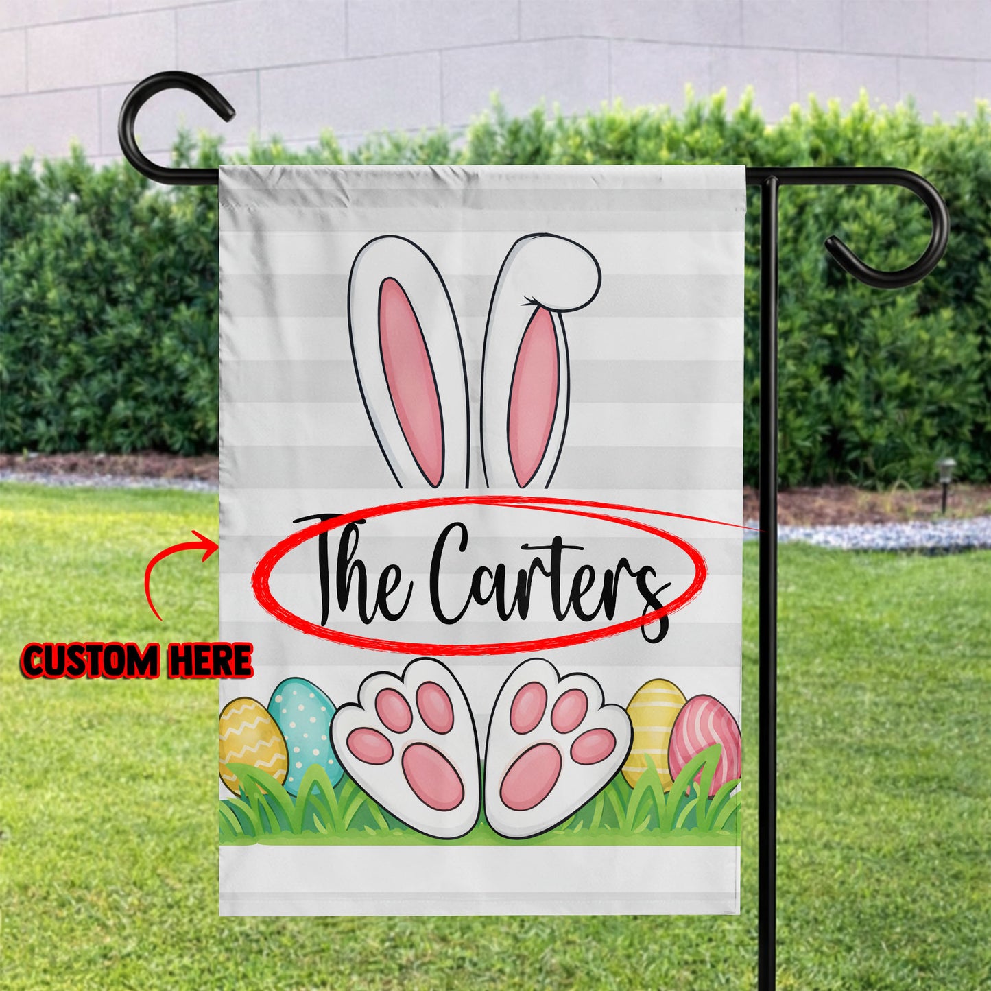 Personalized Easter Bunny with Eggs Flag