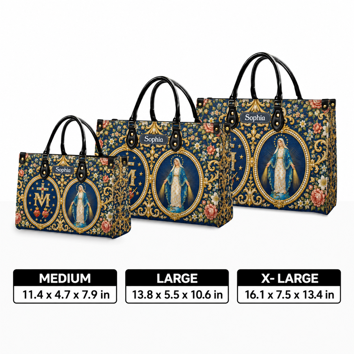 Personalized Virgin Mary Catholic Handbag – Twill Faux Leather & PU Leather