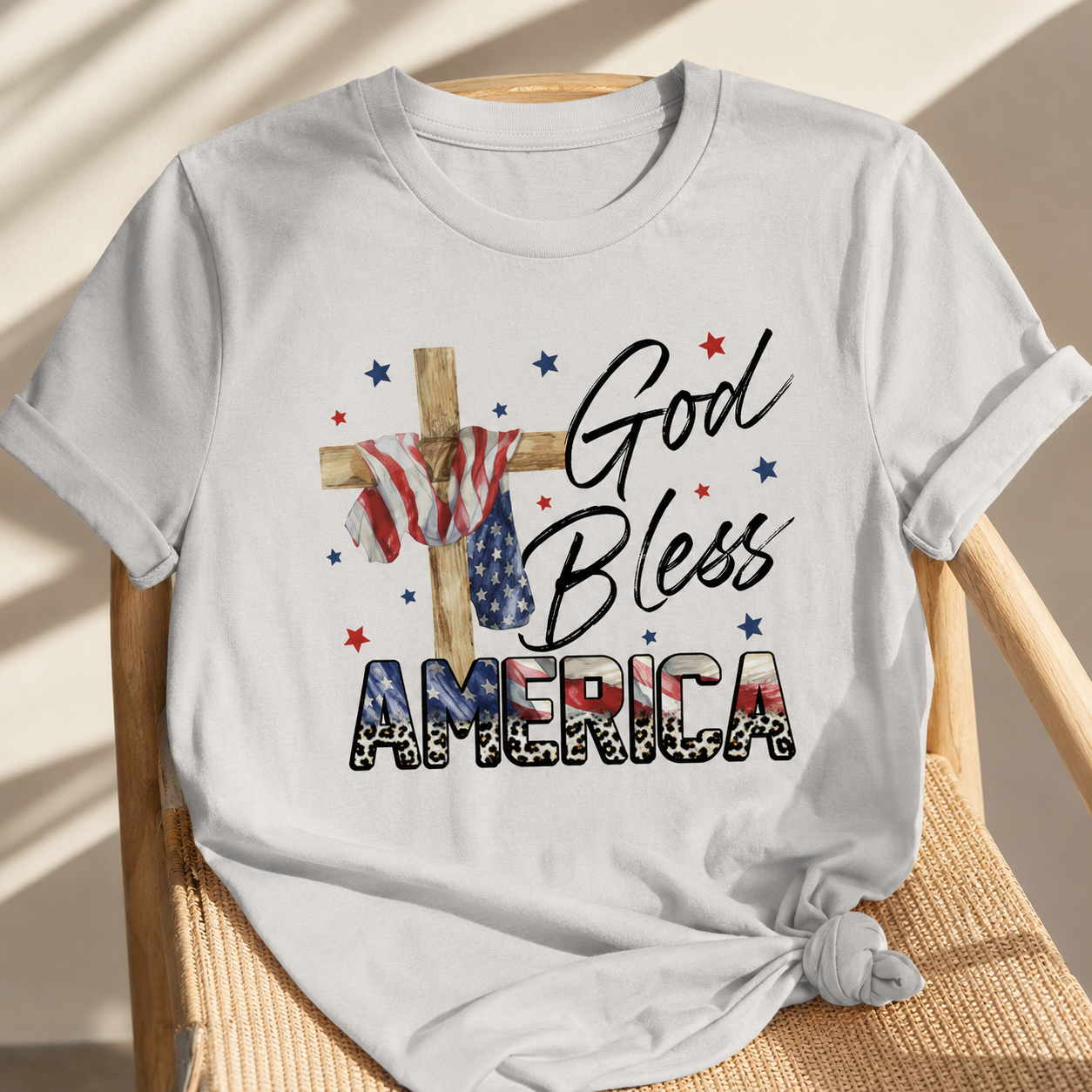 God Bless America Cross Flag – Unisex Tshirt / Hoodie / Sweatshirt