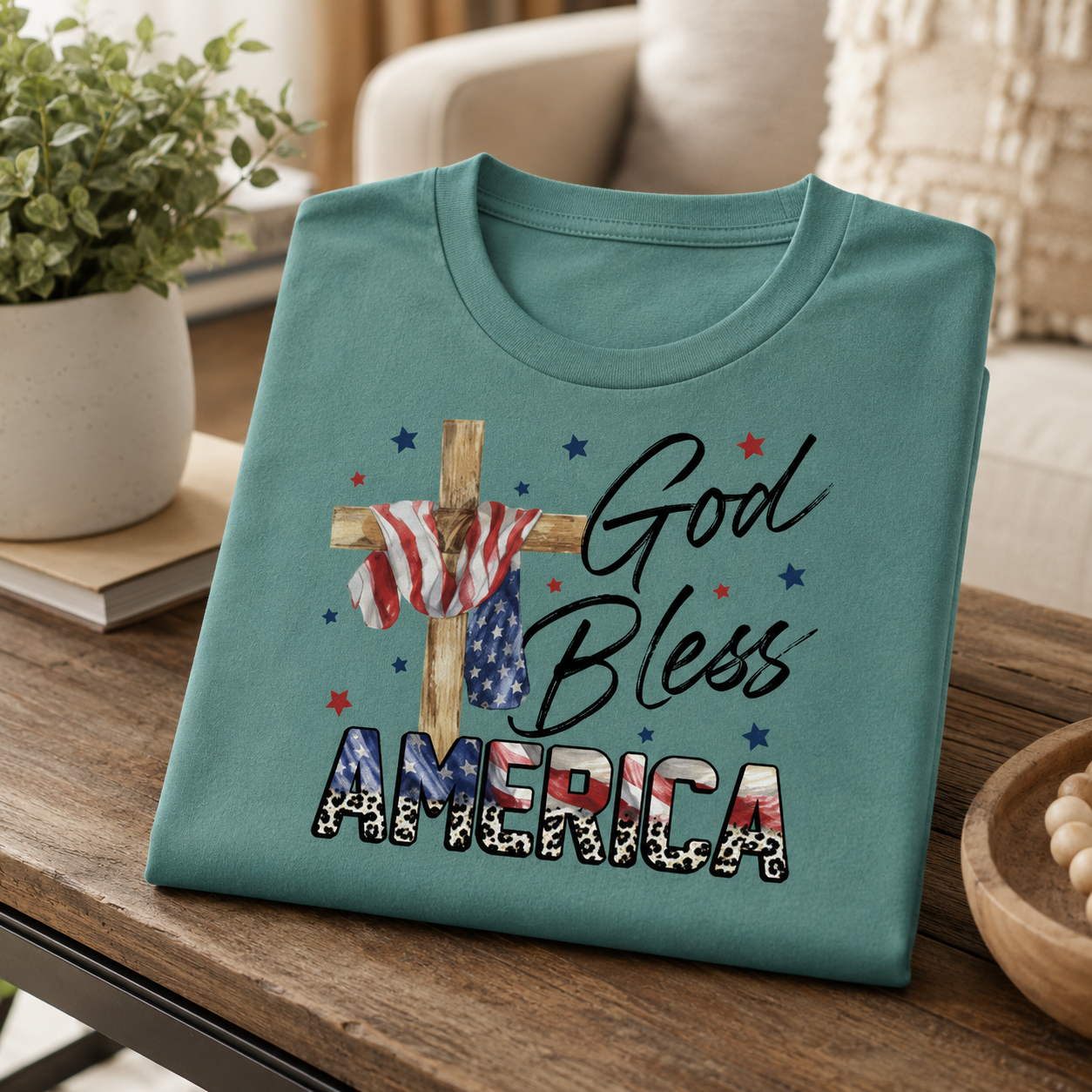 God Bless America Cross Flag – Unisex Tshirt / Hoodie / Sweatshirt
