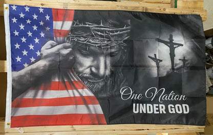 One Nation Under God American Jesus Flag - House Flag/Garden Flag