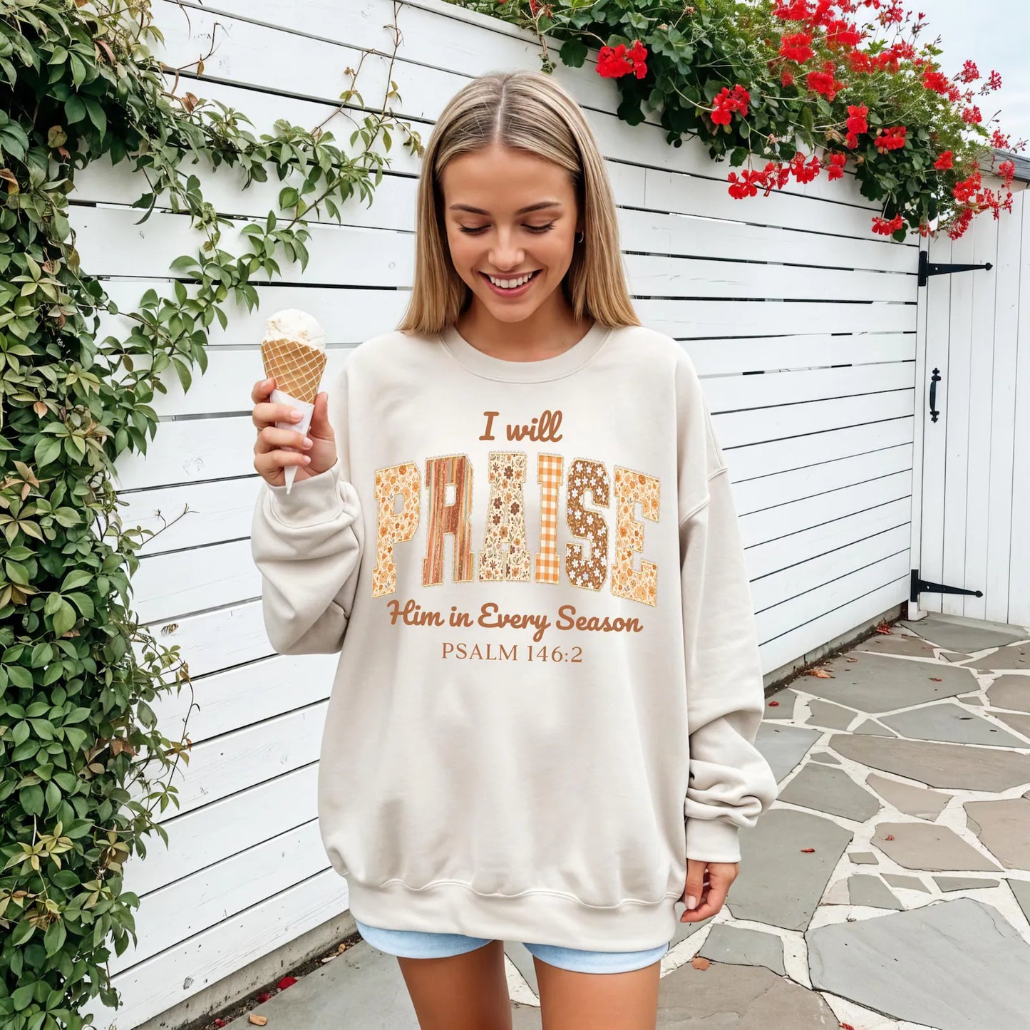 Praise Him in Every Season Psalm 146:2 - Pattern Christian - Sweatshirt