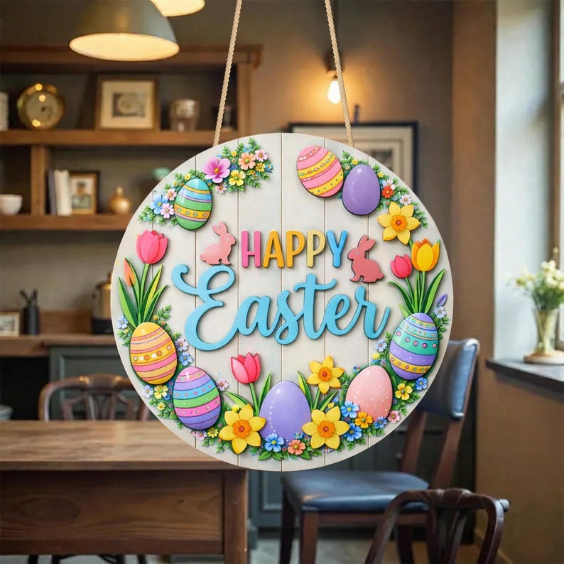 Happy Easter Wooden Door Hanger