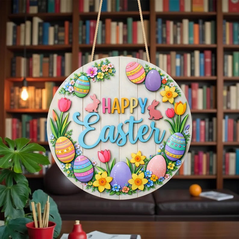 Happy Easter Wooden Door Hanger