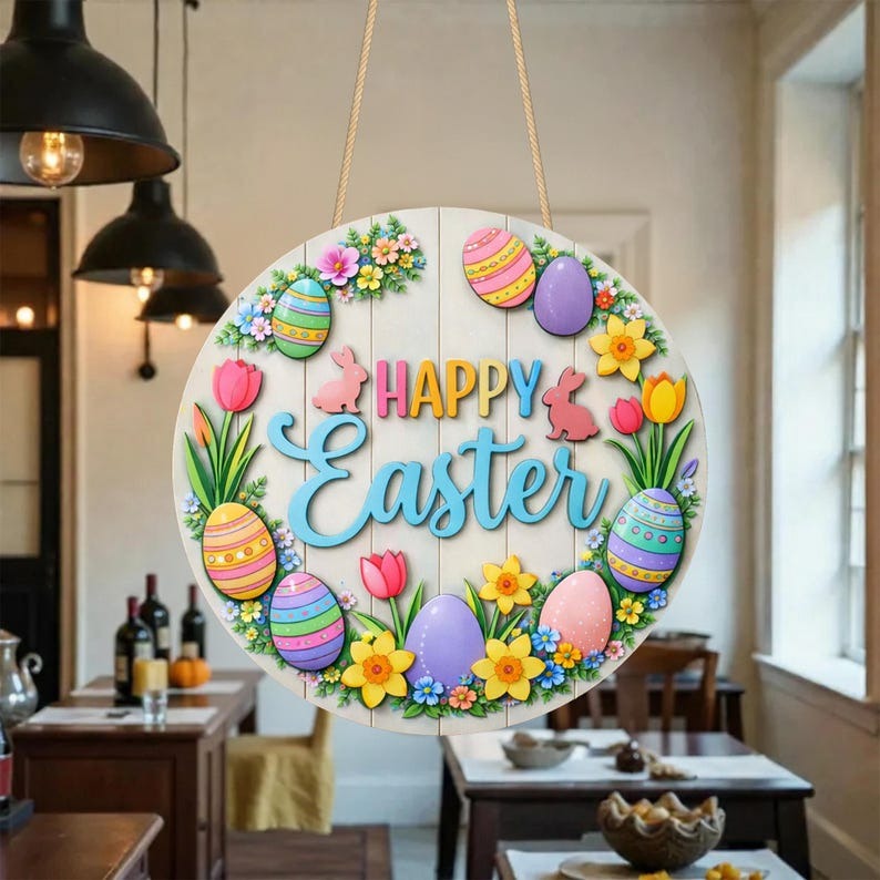 Happy Easter Wooden Door Hanger