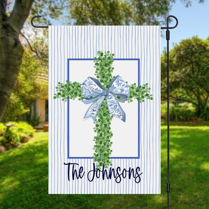 Personalized Easter Garden Flag – Custom Family Name Christian Spring Outdoor Decor