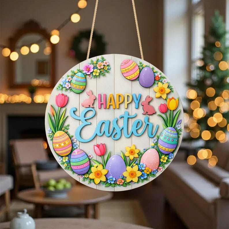 Happy Easter Wooden Door Hanger