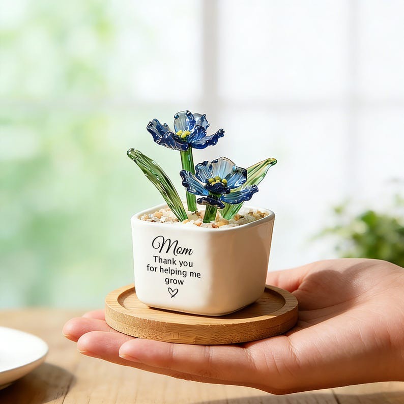 Custom Birth Flower Glass Pot – Christian Bible Verse Gift, Personalized Birth Month